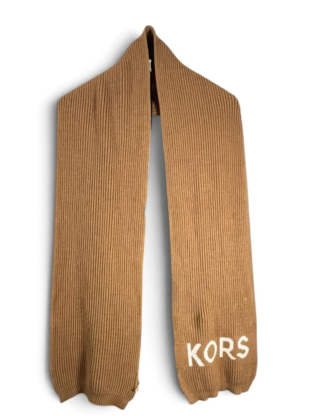 Michael Kors Camel Ribbed Knit Turtleneck Winter Scarf Designer Accessories